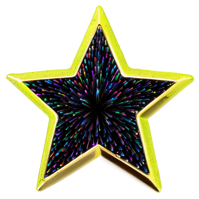 a yellow star with multi colored stars on it