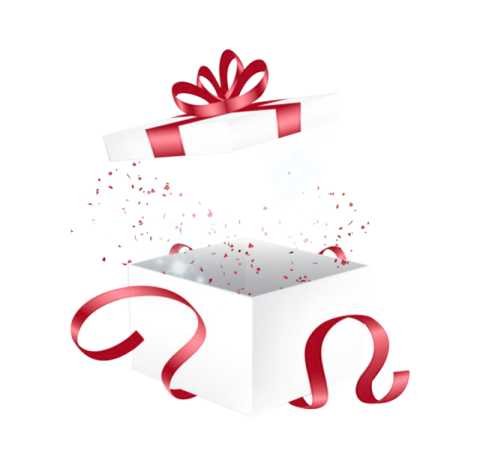 a white box with red ribbon and bow