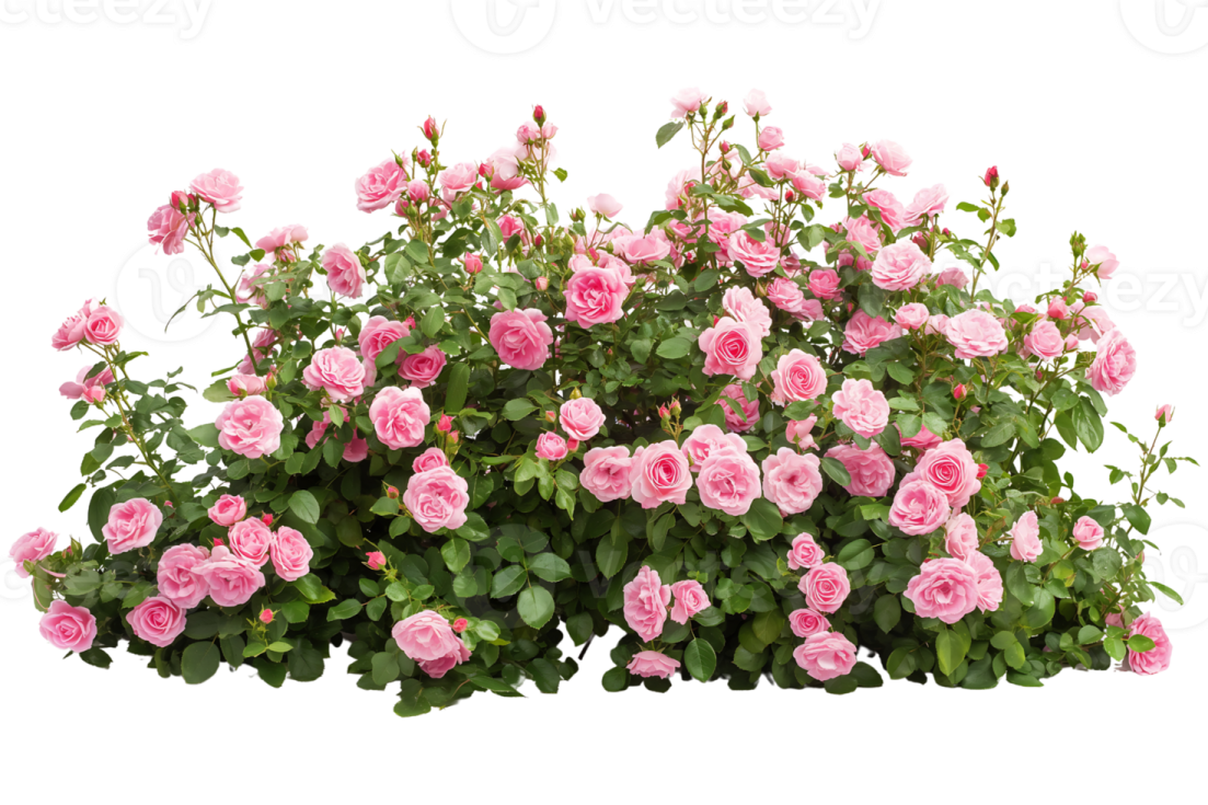 a bush of pink roses