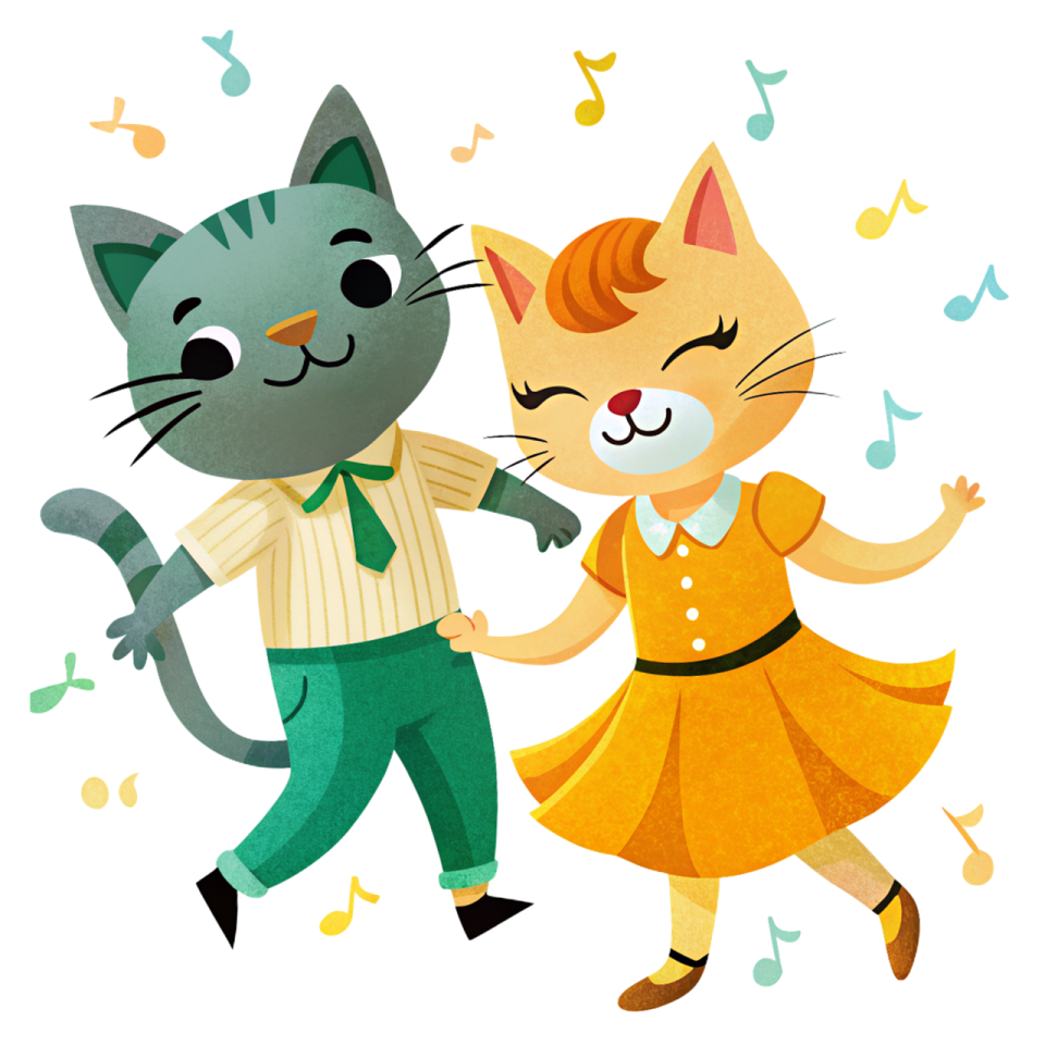 a couple of cats dancing together
