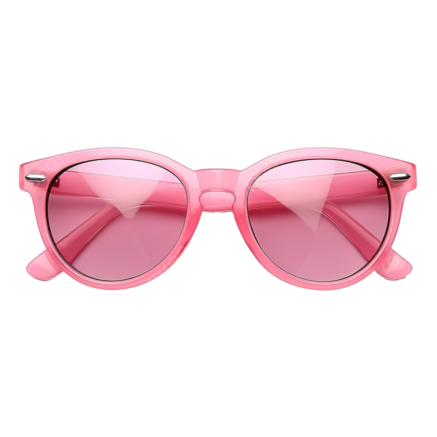 a pair of pink sunglasses on white background