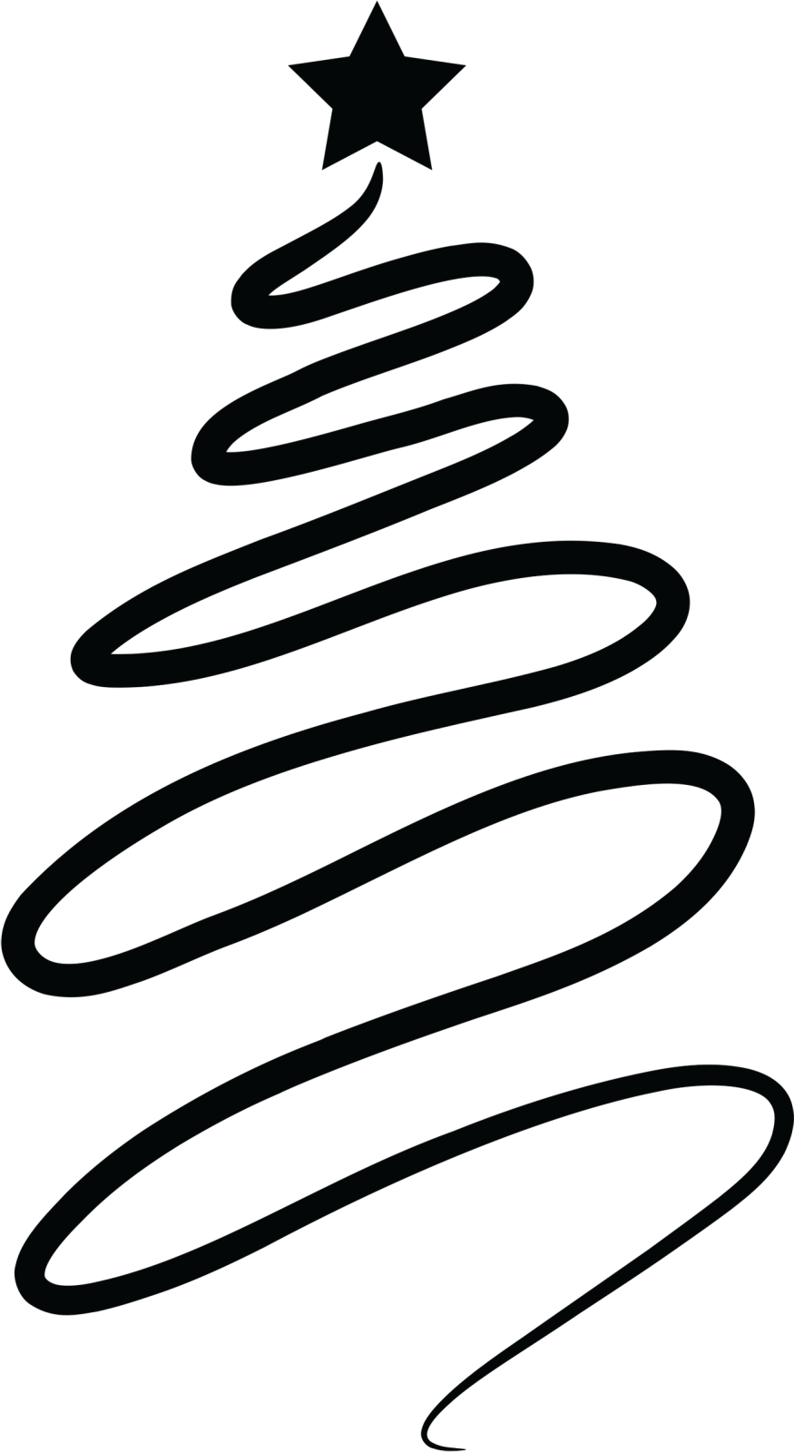 a black and white drawing of a christmas tree