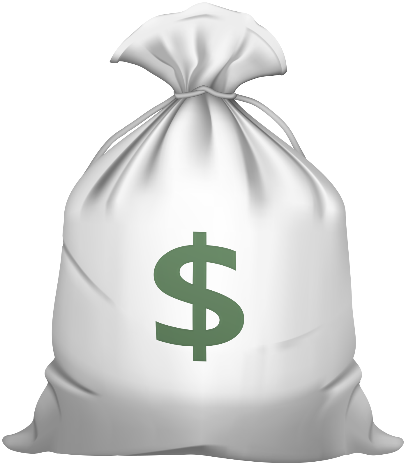 a white bag with a dollar sign on it