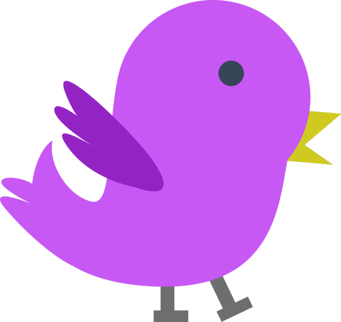 a purple bird sitting on top of a white background