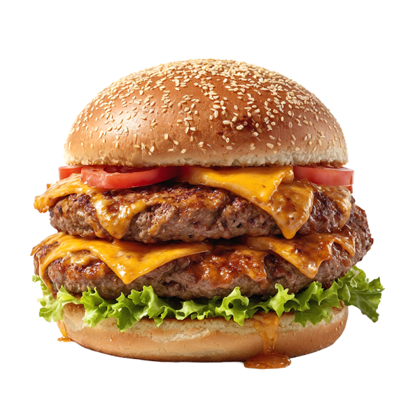 a hamburger with cheese and tomato on it
