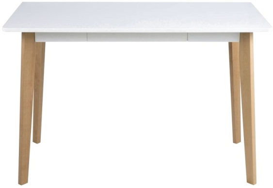 a white table with wooden legs