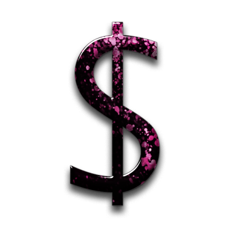 a pink dollar sign on a white background