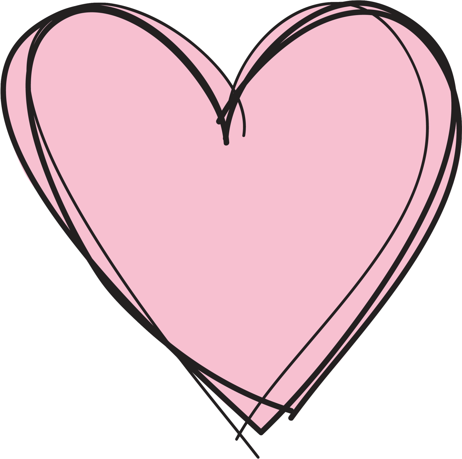 a pink heart on a white background