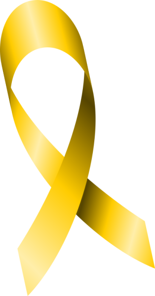 a yellow ribbon on a white background