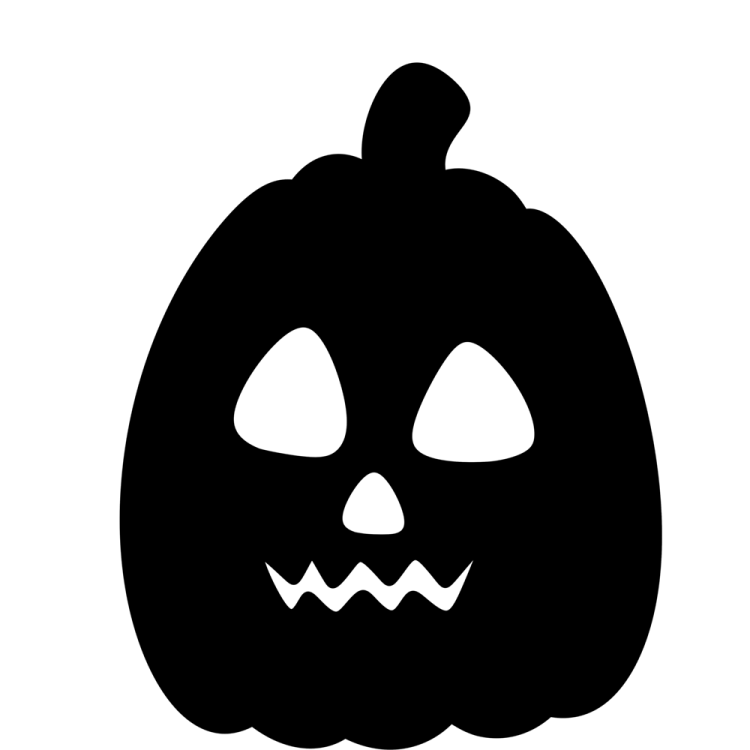 a black and white silhouette of a halloween pumpkin
