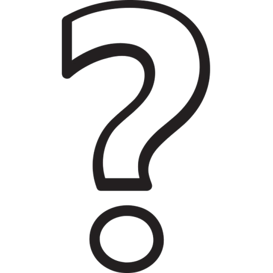 a black question sign with a white background