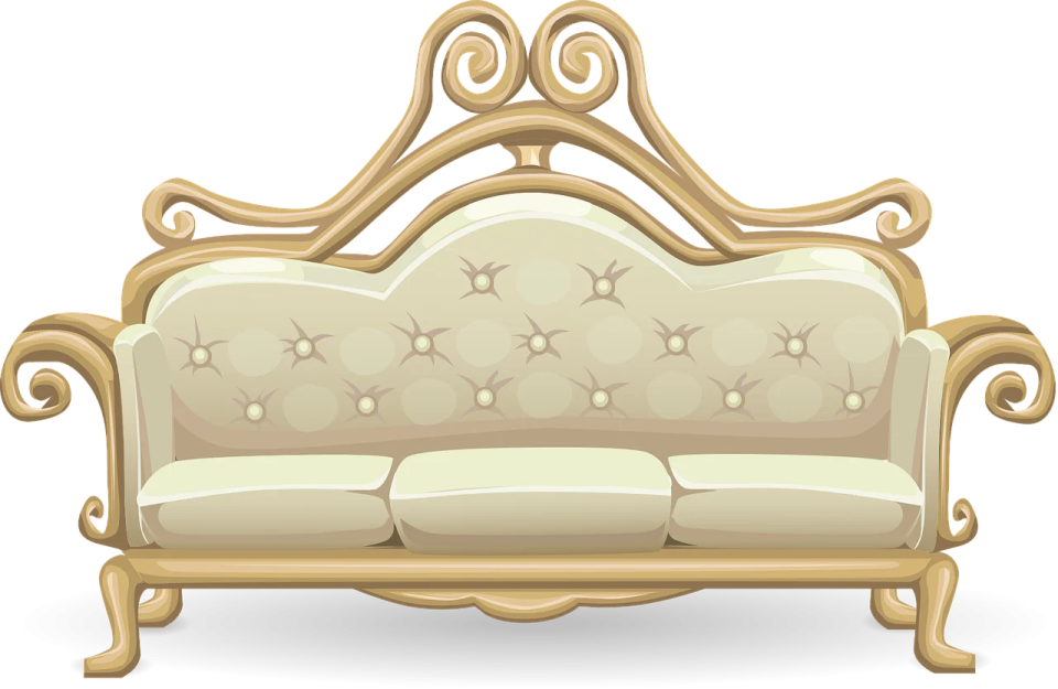 an old sofa with a wooden frame