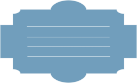 a blue label on a white background