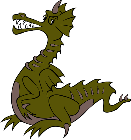 a cartoon dragon sitting on its back