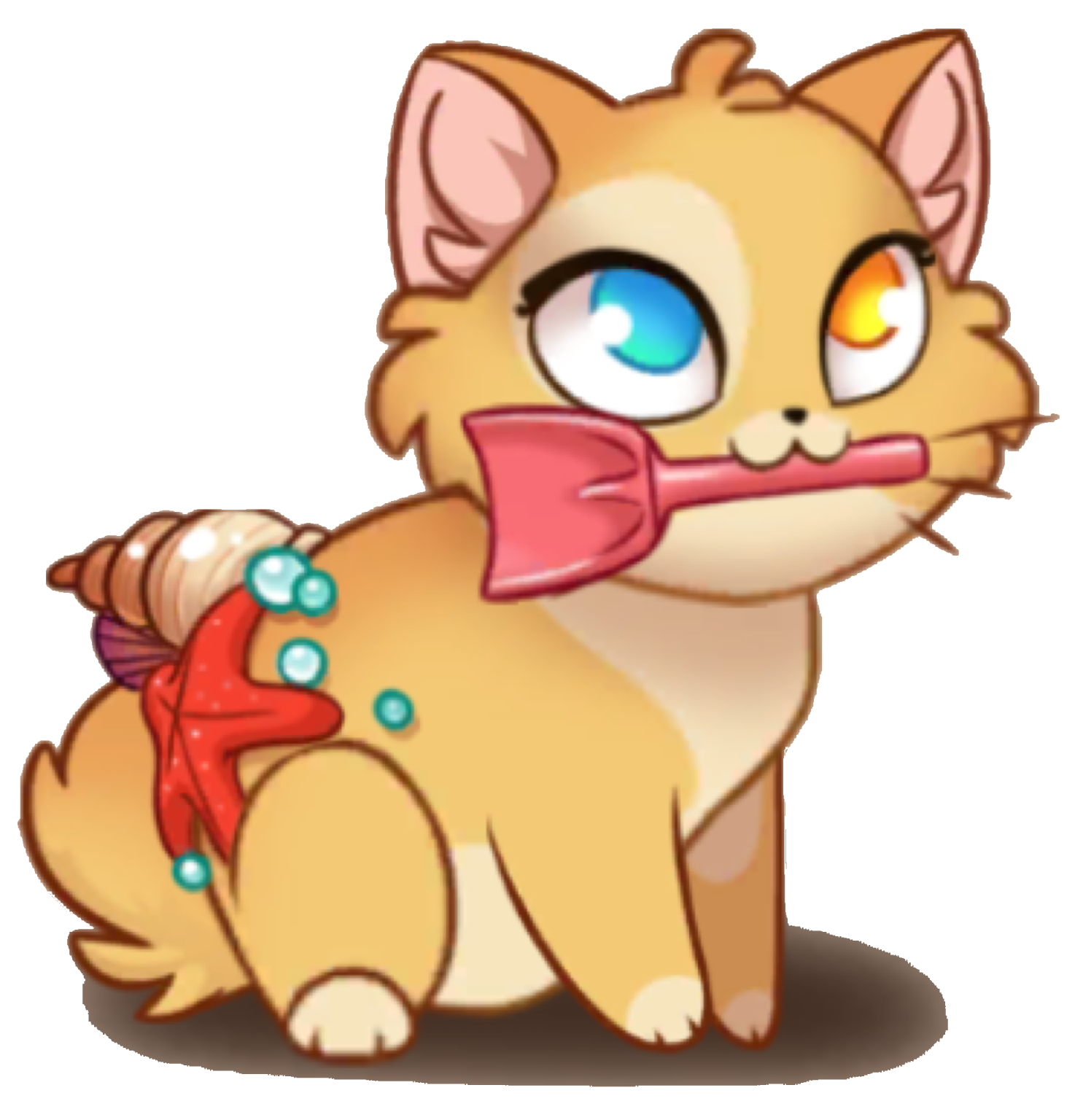 a cartoon cat with a bow on its neck