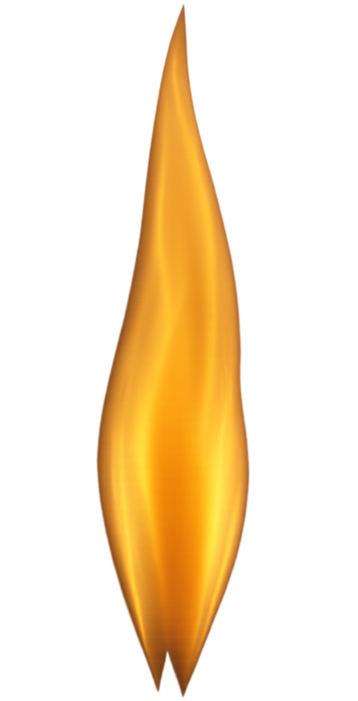 a yellow flame on a white background