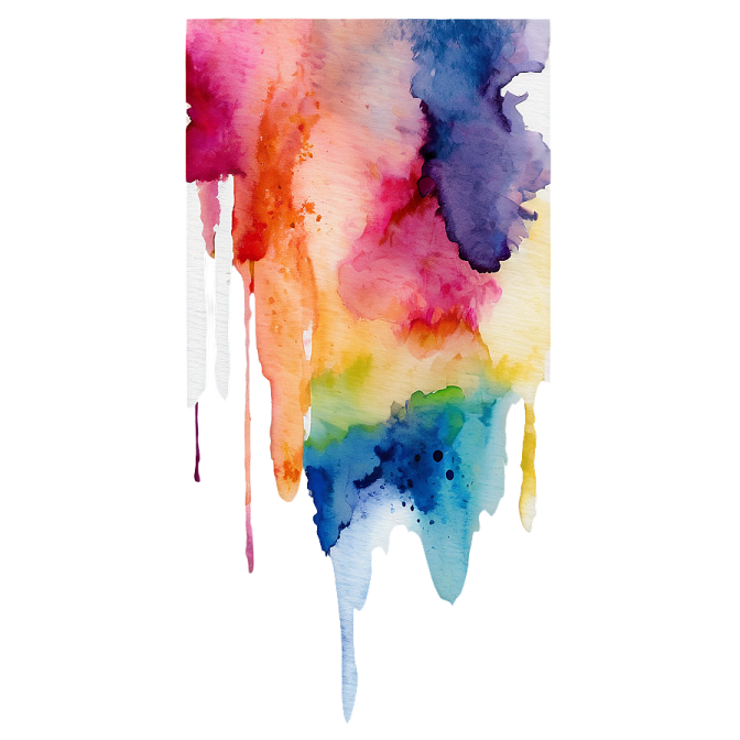 a watercolor painting of colorful paint on white paper