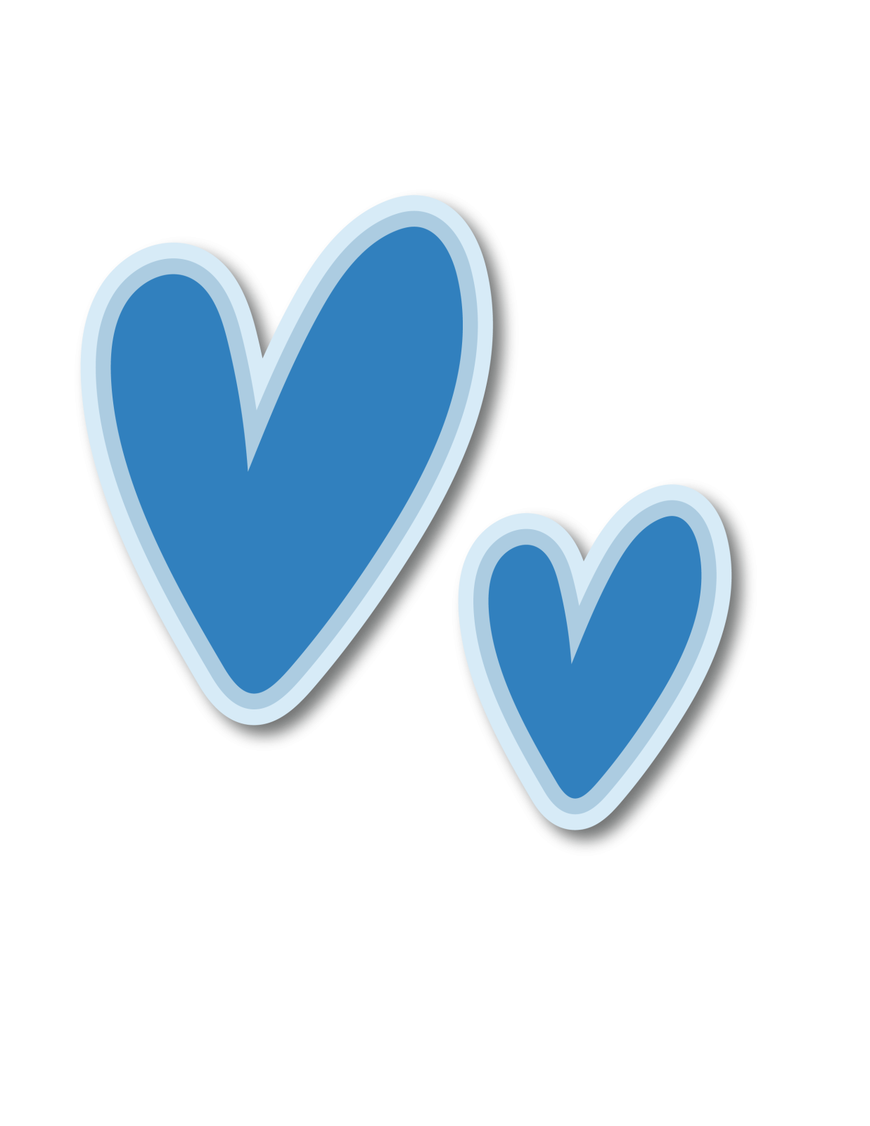 two blue hearts on a white background