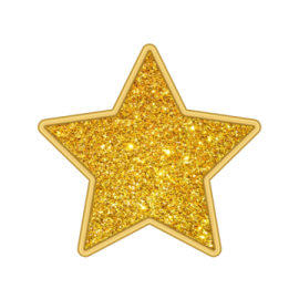 a gold glitter star on white background