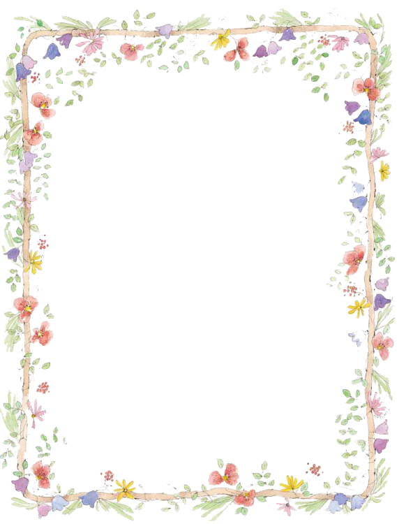 a watercolor floral frame with leaves and flowers