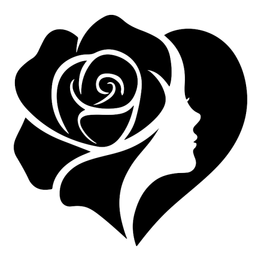 a black and white rose in the shape of a heart