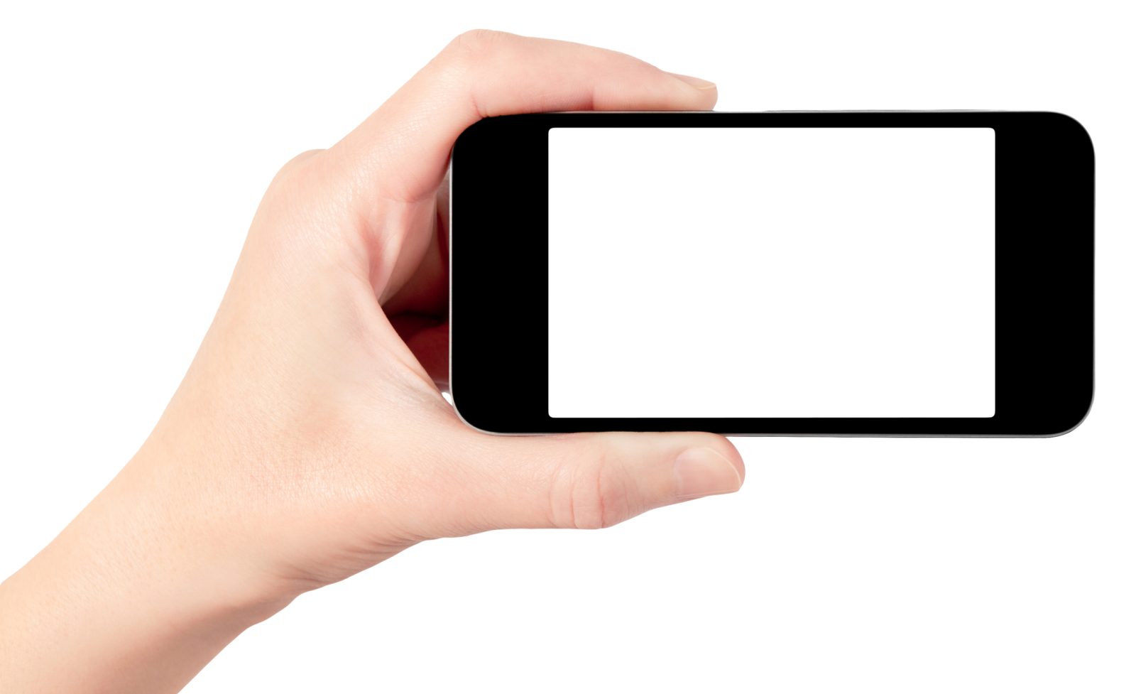 a hand holding a cell with a blank screen
