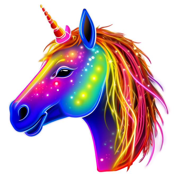 a unicorn's head with a rainbow colored mane