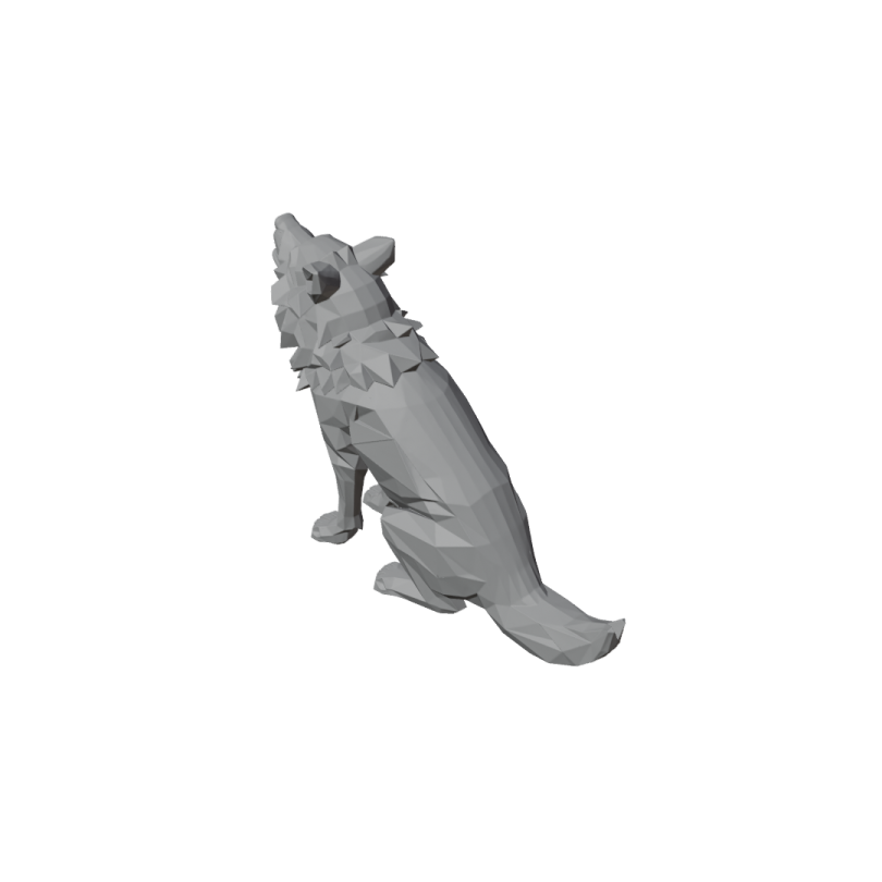 a gray dog statue on a white background
