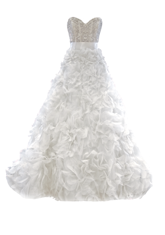 a wedding dress on a white background