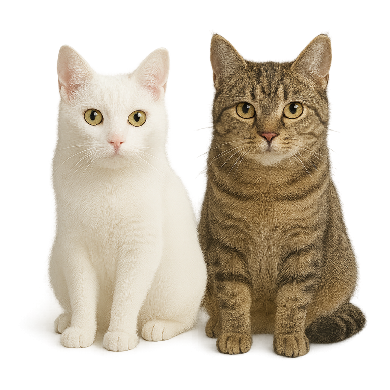 two cats sitting next to each other cat