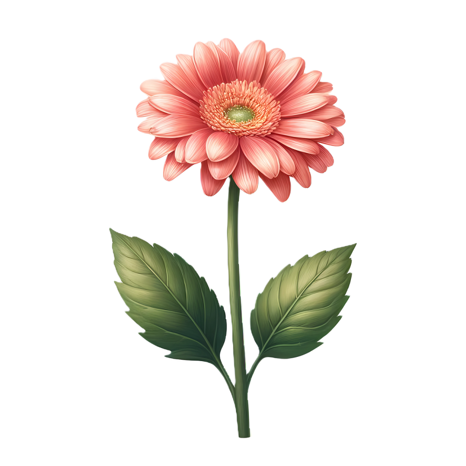 a pink flower on a white background