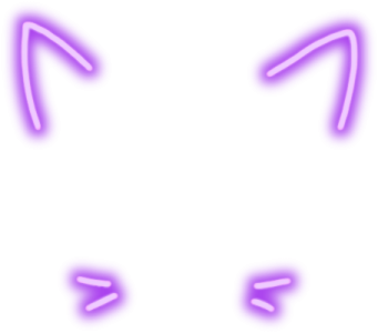 a purple cat's face with two eyes