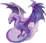 a purple dragon sitting on top of a rock