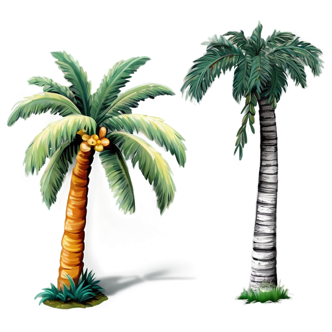 two palm trees on a white background