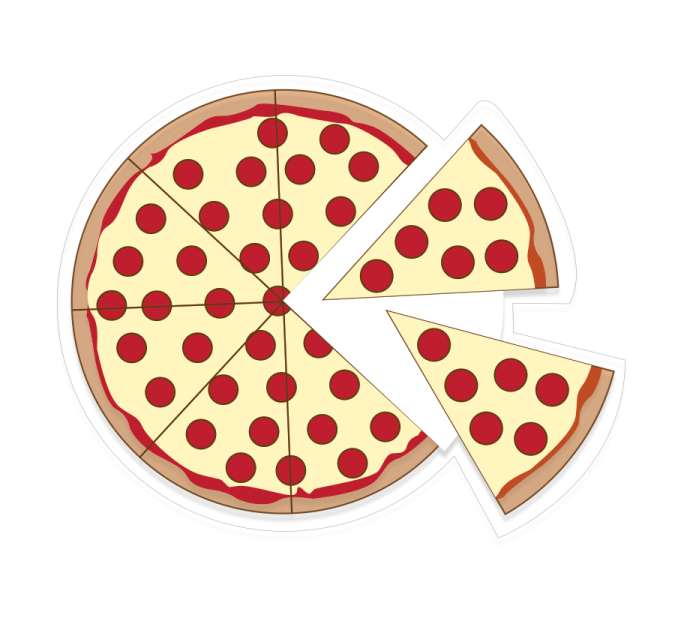 a piece of pizza cut into four slices