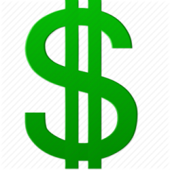 a green dollar sign on a white background