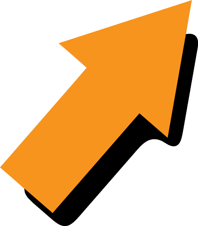 an orange arrow pointing up to the right