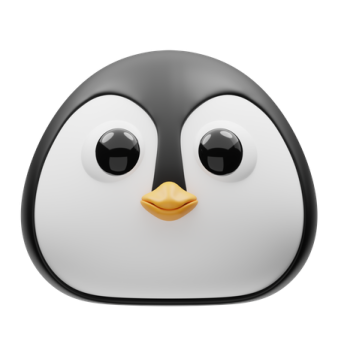 a black and white penguin with big eyes