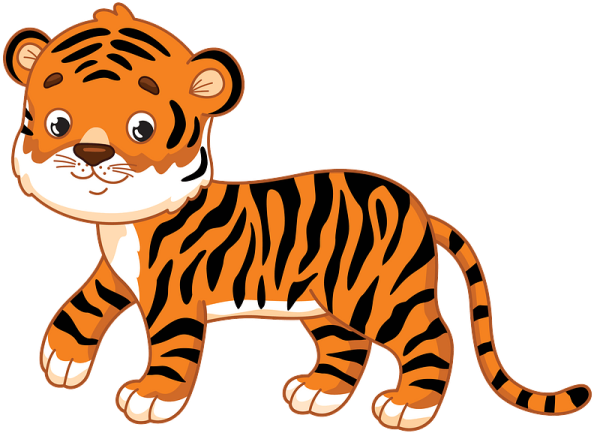 a cartoon tiger with black and orange stripes