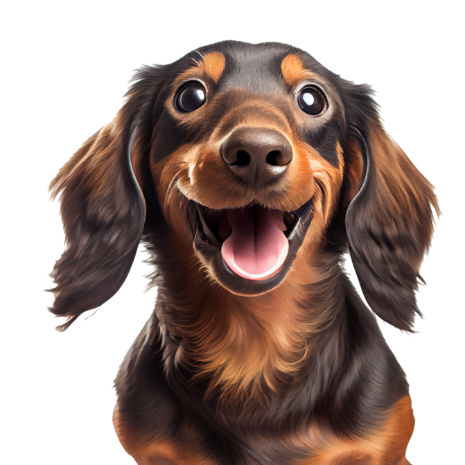 a brown and black dog with its mouth open