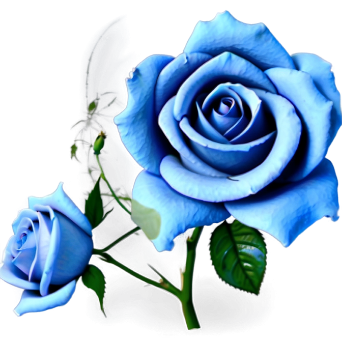 two blue roses on a white background