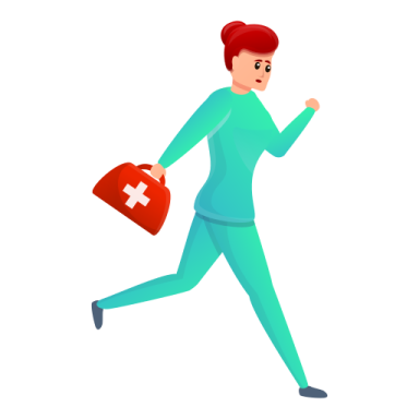 a nurse running with a briefcase