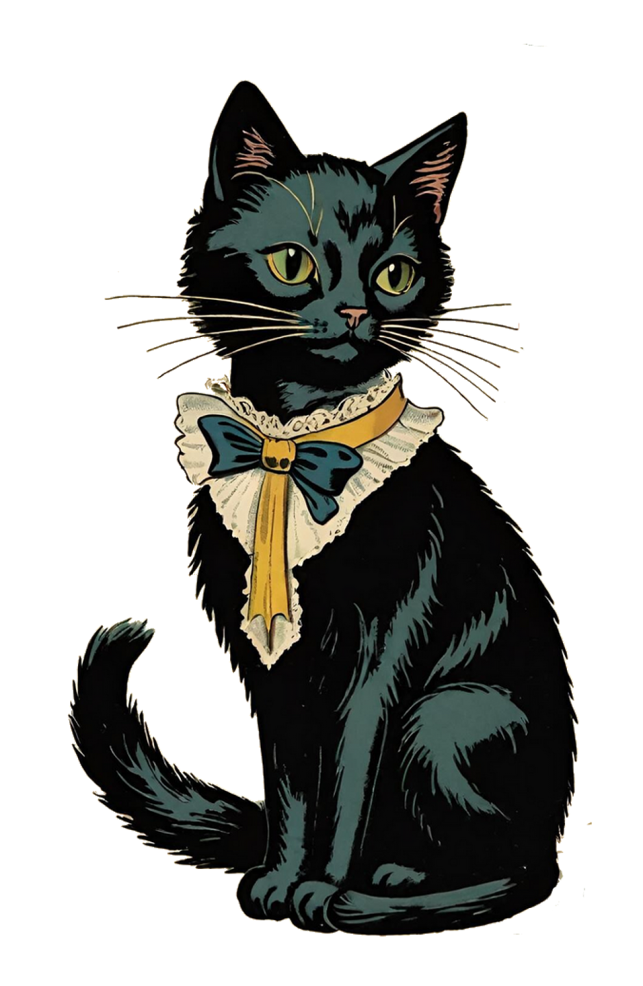 a black cat wearing a bow tie