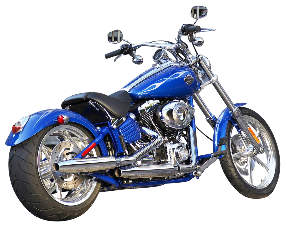 a blue motorcycle on a white background