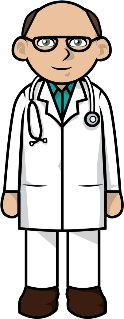 a cartoon doctor standing with his arms crossed