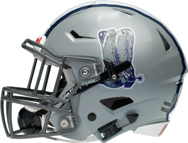 a football helmet with a blue and white design on it