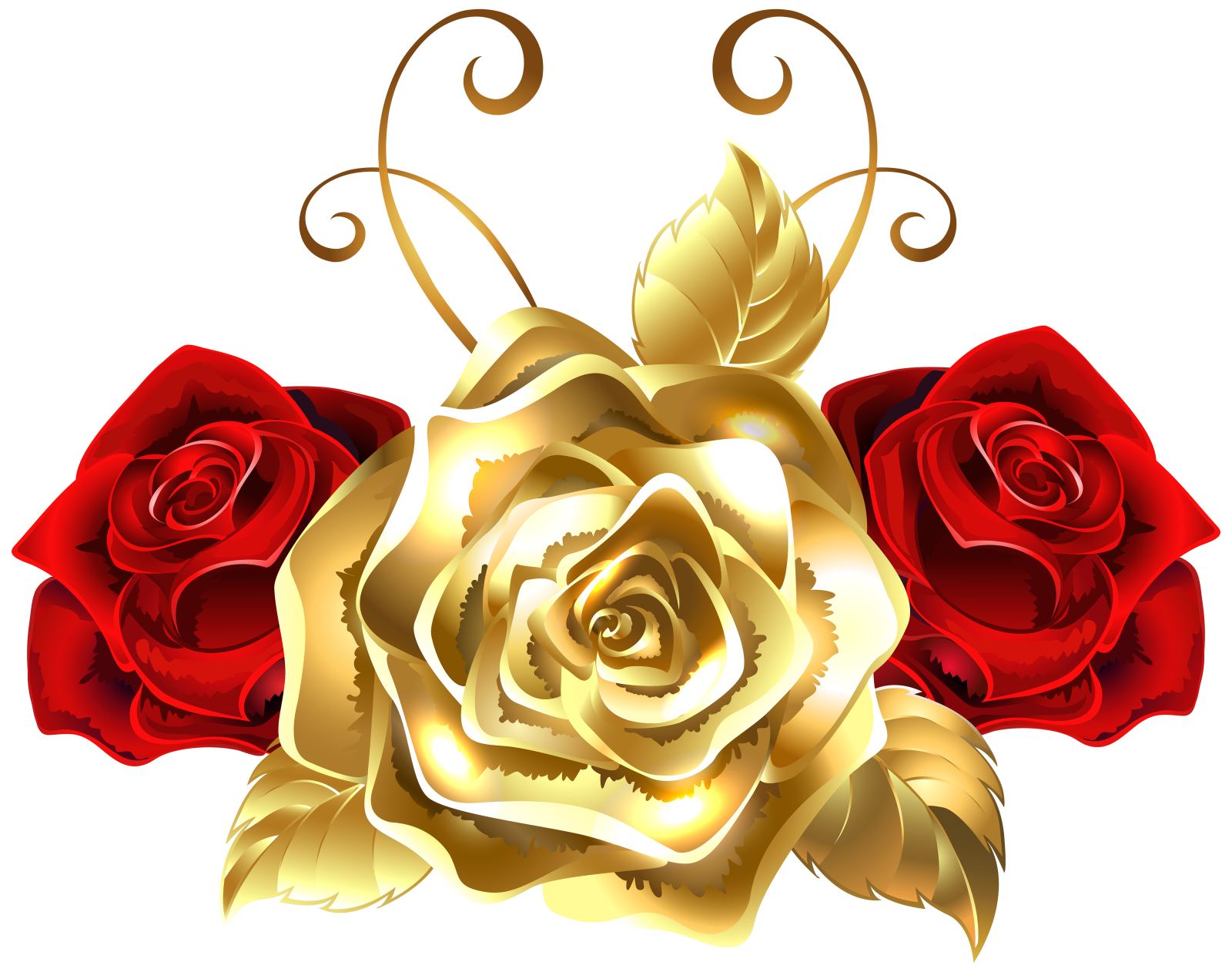 a bunch of red and gold roses