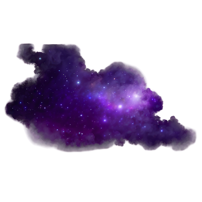 a purple cloud with stars in the background