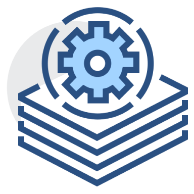 a stack of books with a gear wheel in the middle