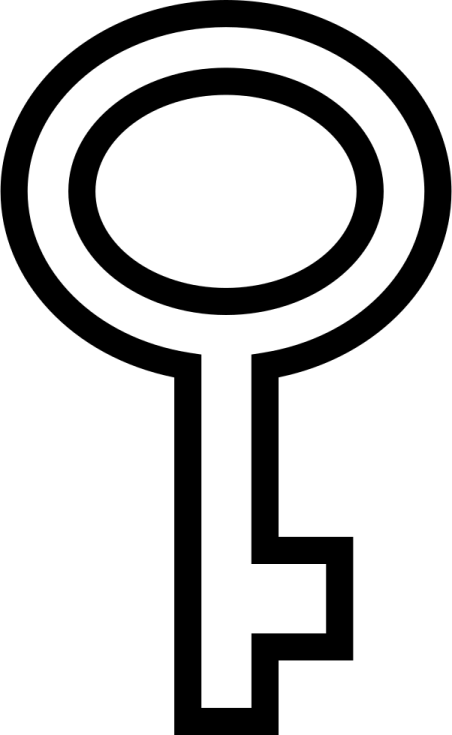 a black and white image of a key